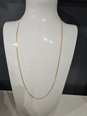 Flache kubanische Panzerkette Halskette 9 kt Gelbgold 24 Zoll lang