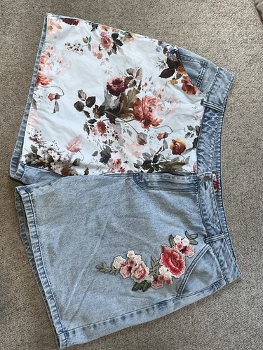 Joe Browns Floral Embroidered Patchwork Jean Shorts Size 18