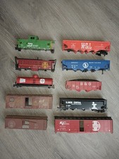 Lot of 10 HO Scale Assorted Rolling Stock Boxcar Caboose Hopper Parts or Repair