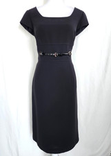 NWT Tahari ASL Cap Sleeve Women's Sheath Classic Black Dress Size 14