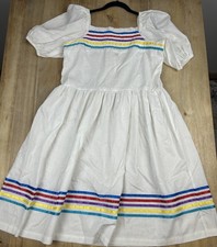 Vintage Sears Dress Midi Prairie Boho Cottagecore White Vintage 10/12