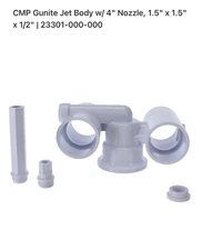 CMP Gunite Jet Body w/ 4" Nozzle, 1.5"S x 1.5"S x 1/2"S - 23301-000-000 - White