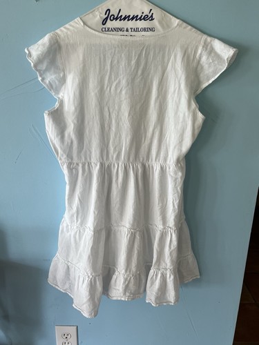 Women's White Tiered Mini Dress Half Side Zip Lined Size M - Picture 2 of 13