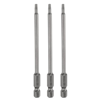 3 Pcs TT10 Torx Head Screwdriver Bit 4.33'' Long 1/4'' Shank for Industrial