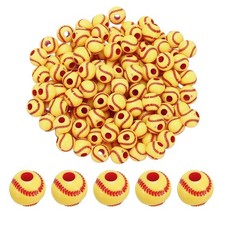 150Pcs Sports Ball Beads Acrylic Softball Beads Bulk Sports Beads Yellow