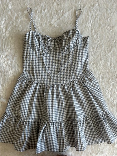 NWT RSQ Gingham Print Ruffle Mini Dress Western Cottage Coquette - Large - Picture 2 of 7