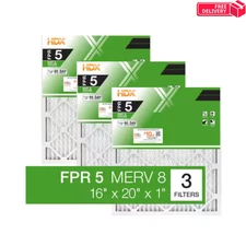 16 x 20 x 1 Standard Pleated Air Filter FPR 5, 3-Pack, Air Filters Replacement