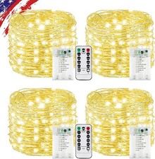 4Pack 80FT 240LED Christmas Fairy Lights Battery Operated with Remote Timer...