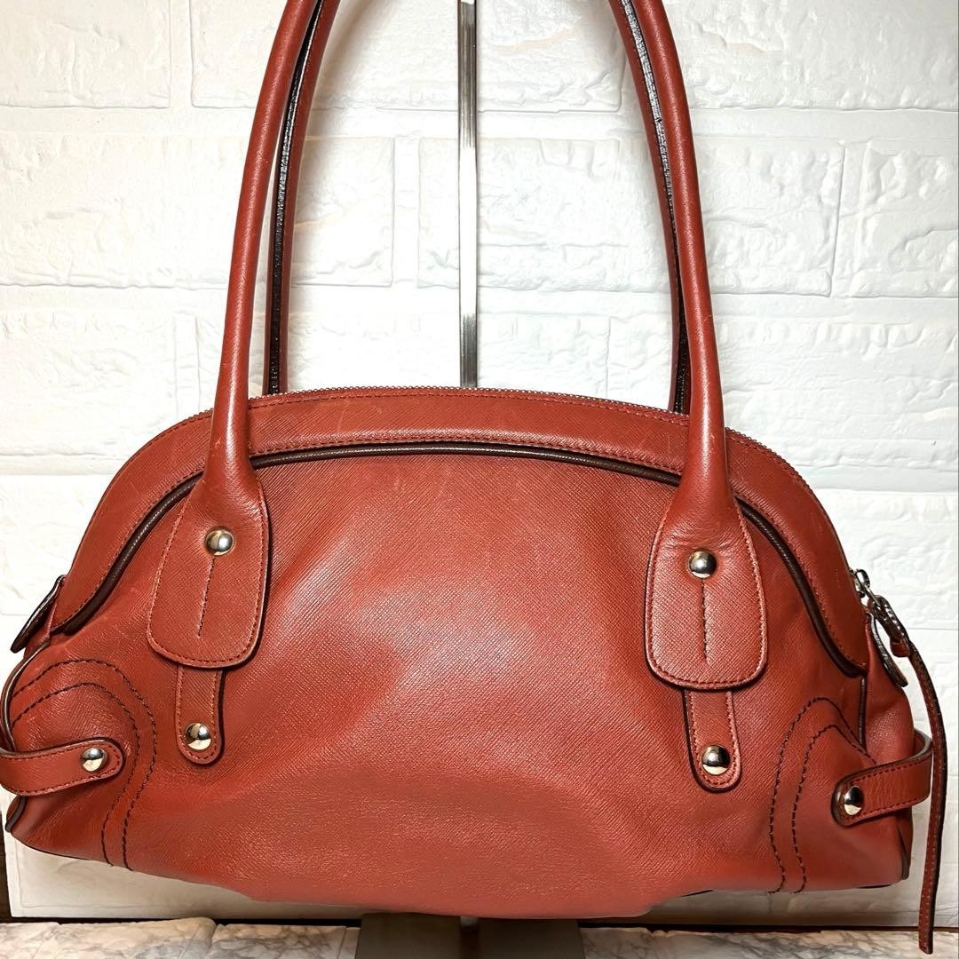 Salvatore Ferragamo Gancini Red Brown Leather Shoulder Bag Y2K Auth image 3