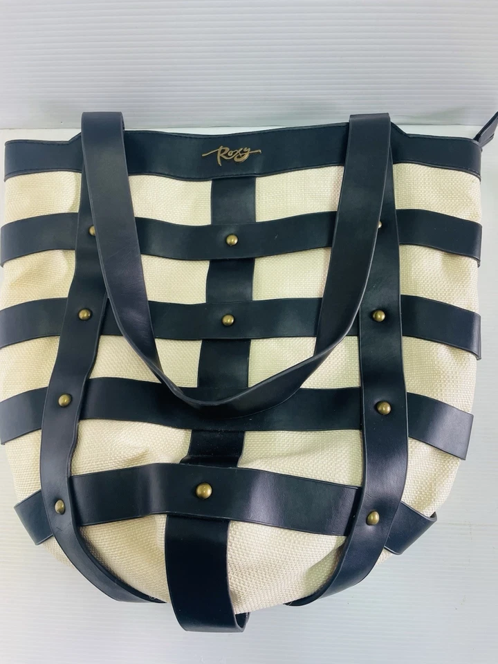 Roxy Women’s Top Handle Zip Up Studded Beach Shopping Tote Travel Satchel Bag - image 3 of 4