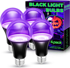 Black Light Bulbs 4 Pack, A19 LED Black Light Bulbs for Glow in the Dark 9W 100