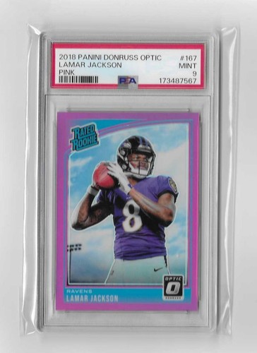 2018 Optic Rated Rookie Pink #167 - LAMAR JACKSON   PSA 9