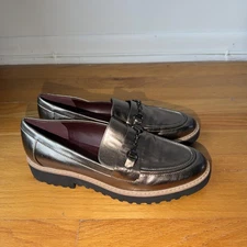 Franco Sarto Loafer Shoes Womens 8 Metallic Bronze Colette Lug Sole Holiday