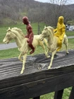 Vintage Western Indian Riders & Horses Lot Hong Kong Marx Style 4” Figures READ