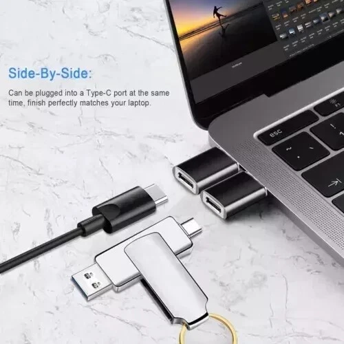 Adattatore Convertitore USB Tipo-C Femmina a USB 3.0 Maschio per iPhone Samsung - Immagine 2 di 4