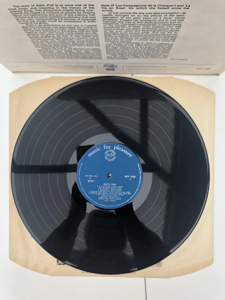 EDITH PIAF Self Titled  MFP 1396 1961 VINYL LP RECORD Foto 4 de 4