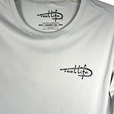 Camiseta de pesca Reel Life para hombre 2X Sun Defender gris ligera manga larga UV