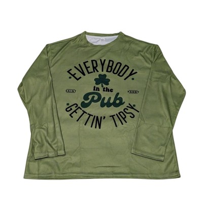 ''Everybody In The Pub Gettin' Tipsy'' Green Crewneck Long Sleeve