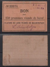 [30823] - Unbekannt? Auf Kattun: Notgeld bzw. Coupon MALMERSPACH, Filature de la