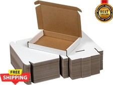 50 Pack 7x5x1 Inches Small Shipping Boxes, White Corrugated Cardboard Boxes, Mov