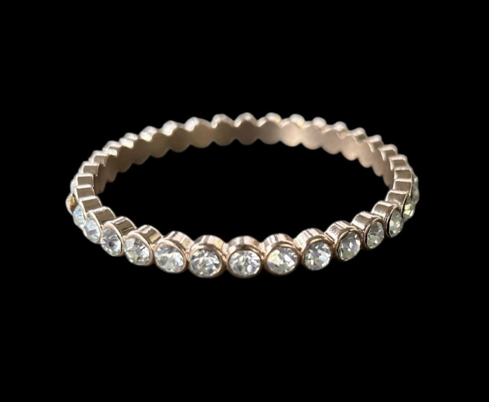 VTG Stackable Rhinestone Bangle Bracelet Gold Ton… - image 1