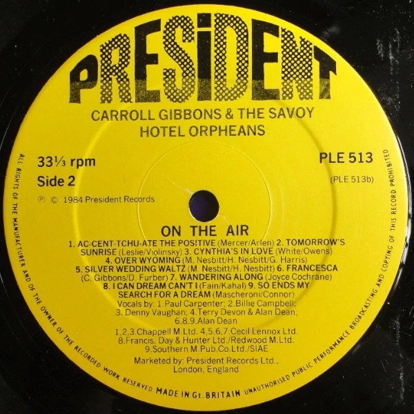 Carroll Gibbons And The Savoy Hotel Orpheans* - On The Air (LP, Album) (Mint (M) Foto 4 de 4