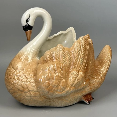 Vintage Ceramica Villegas Swan Planter Large Ceramic Pottery Mexico Centerpiece