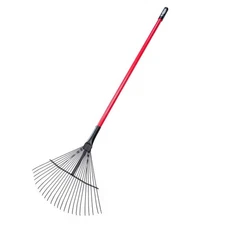 HOT-24-Tine Leaf and Thatching Rake with Fiberglass Handle