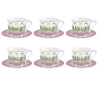 6Er Set Tassen Mit Untertasse Spring Parade Schmetterlinge 370Ml Easy Life