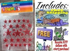   1 sheet of foam stickers-red glitter stars, foamies by Darice    gift    