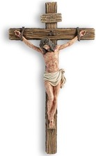 14" H Catholic Realistic Crucifix for Wall,Hand Painted Jesus Christ Wall Cro...