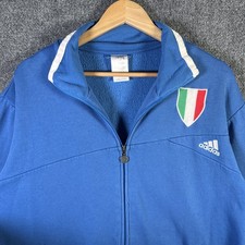 Vintage Adidas Sweatshirt Adult Large Blue Zip Up Jacket Euro 2008 Y2K Italy