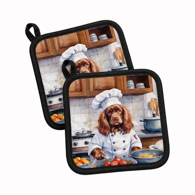 Caroline's Treasures Sussex Spaniel The Chef Pair of Potholders DAC6331PTHD