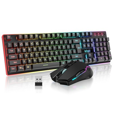 RedThunder K10 Wireless Gaming Keyboard and Mouse Combo, RGB Backlight Rechar...