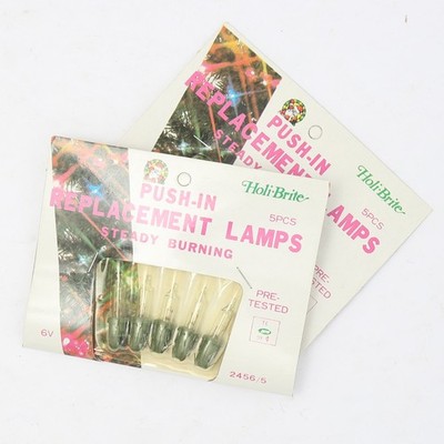 Vtg Christmas Push In Replacement Lamps 6v Bulbs Lot of 2 Pkgs Holi Brite NOS