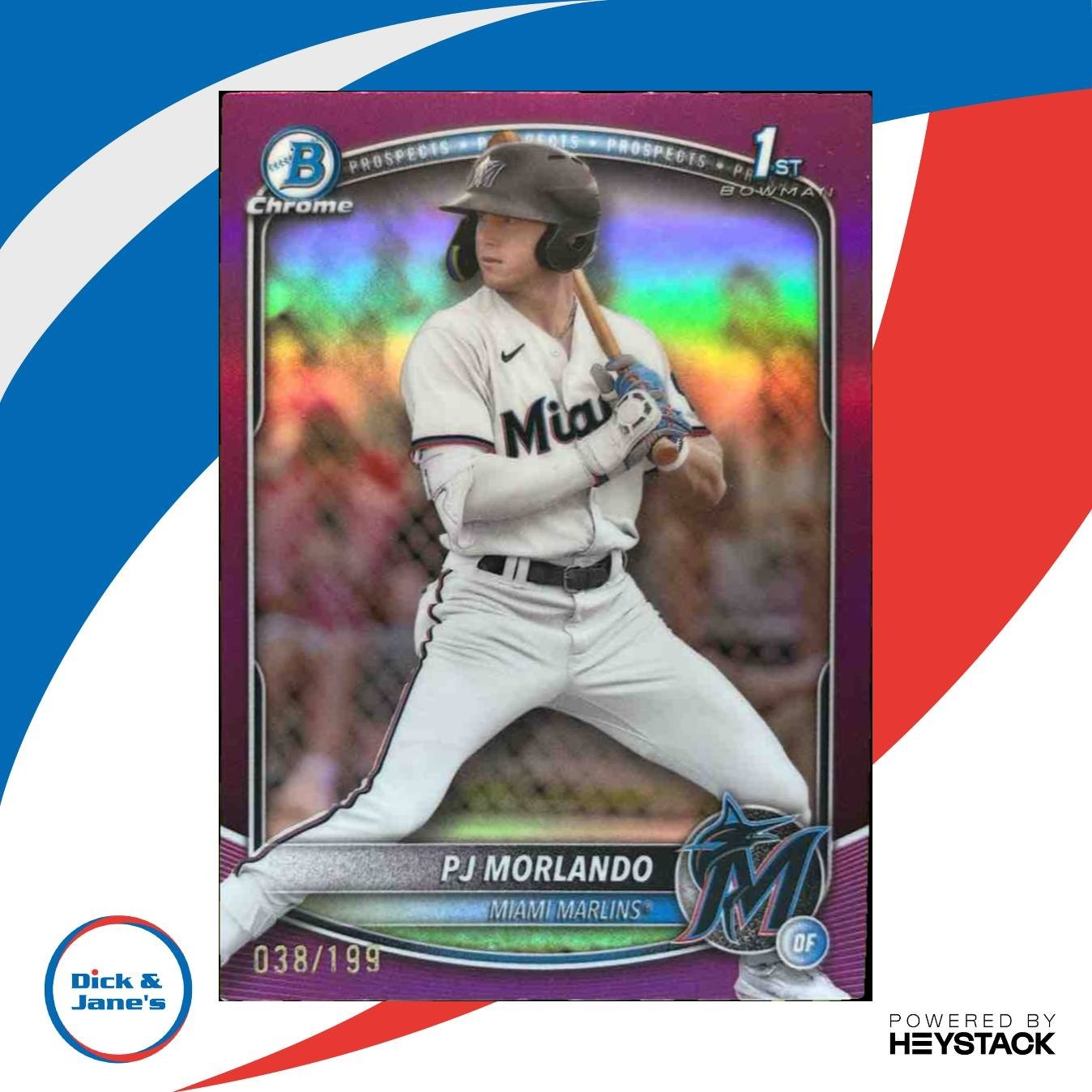 2025 Bowman PJ Morlando Chrome Fuchsia /199 #BCP-91 1st Prospect Miami Marlins