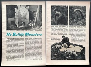 Prehistoric Gardens 1955 pictorial Ernie Nelson “He Build’s Monsters” Dinosaurs