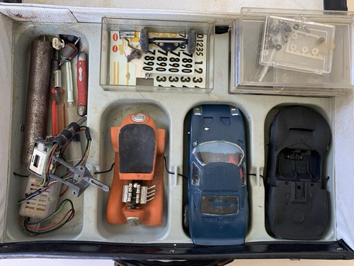 Vintage Official Slot Car Racing Case, Cars, Parts Etc….Lot