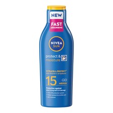NIVEA SUN Protect & Moisture Sun Lotion SPF 15 UVA UVB 200ml Vit C Hyaluron  35.45 per litre