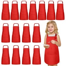 15 PCS Kids Aprons with Pockets Adjustable Chef Painting Aprons Bulk for Girl...