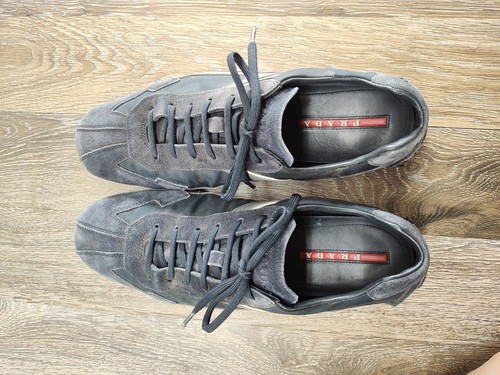 Herren PRADA Monte Carlo Schnürschuhe Turnschuhe Grau & Marine Wildleder - 10,5 US - 10 1/2 US - Bild 6 von 22
