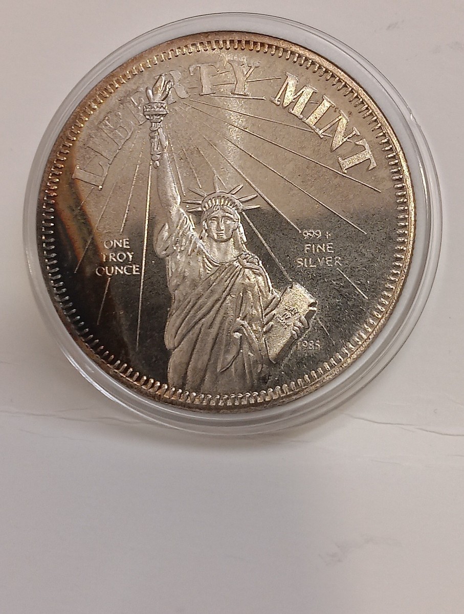 1985 Liberty Mint Statue Of Liberty 1 Troy Oz .999 Fine Silver