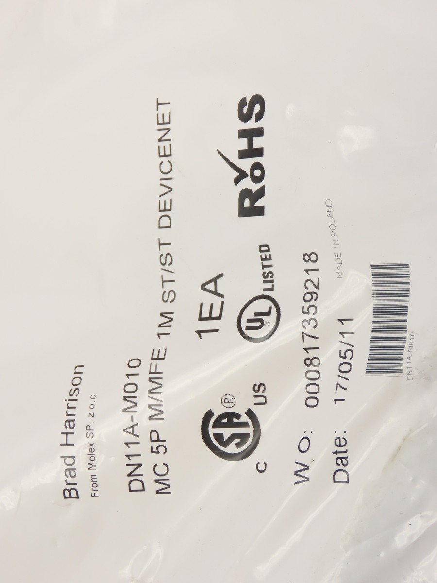 Brad Harrison DN11A-M010 Molex 5 Pole M/F DeviceNet Cable