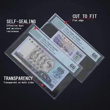 Paper Money Storage Sleeves Holder Self adhesive Case for PMG Graded Banknote