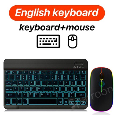 RGB Backlit Wireless Keyboard and Mouse Set For PC iOS Android Laptop Tablet - Picture 61 of 89
