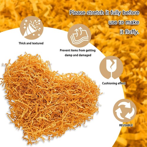 1 LB Golden Crinkle Cut Paper Shred Filler Great for Gift Wrapping Golden Bas... - Picture 2 of 6