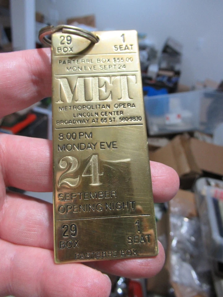 Vintage September 24, Metropolitan Opera House Opening Brass Ticket Fob, 1950's? - Image 3 of 4