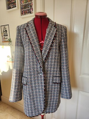 Jigsaw Womens Tweed Blazer Jacket Multi Classic Smart Size UK