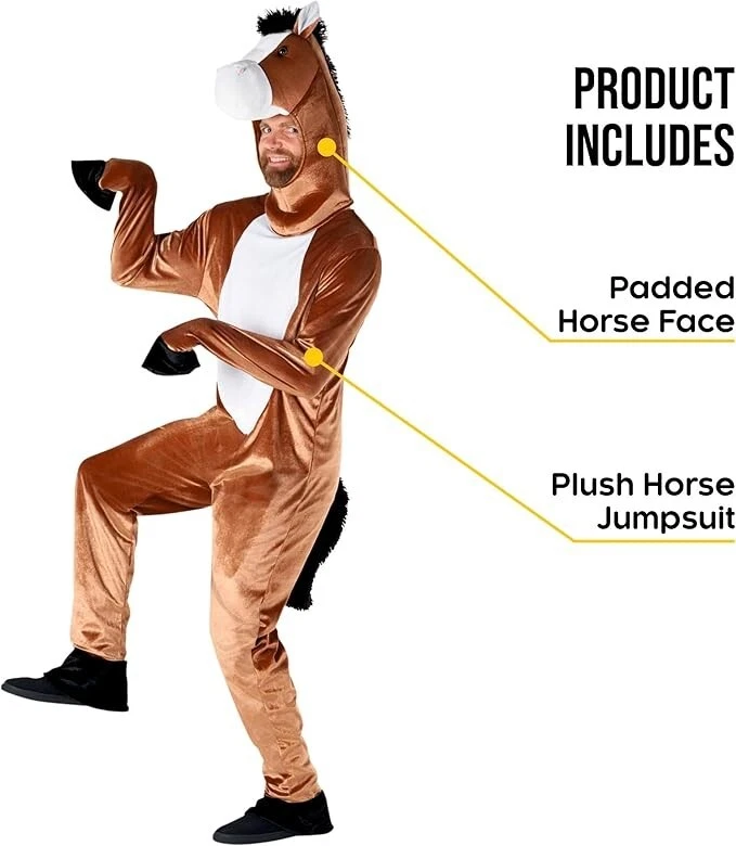 Men`s Horse Costume Adult Animal Jumpsuit Halloween Kentucky Derby Size M - XL - Image 4 of 4