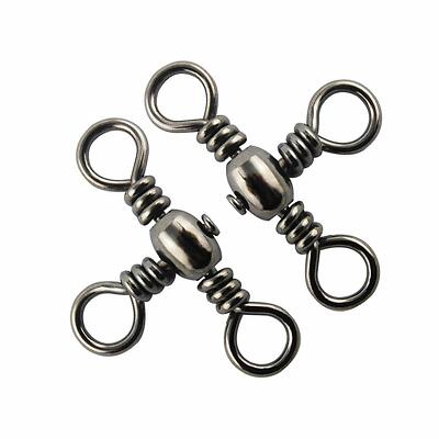 100pcs Three Way Swivels Fishing Barrel Swivels T-Turn 3 Way Swivels Connectors